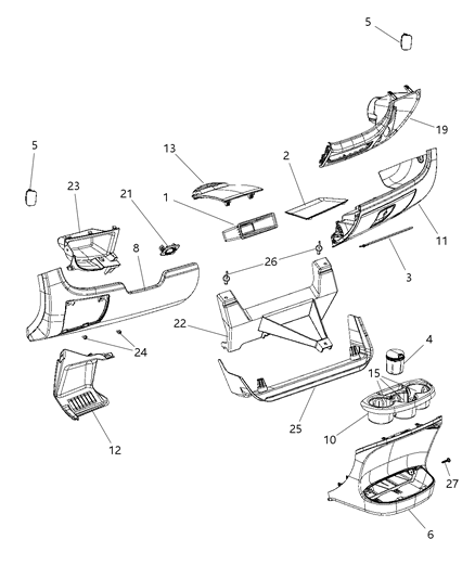 2018 Ram ProMaster 3500 Instrument Panel Trim Diagram 1