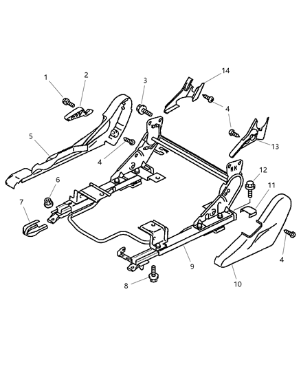 2002 Chrysler Sebring Adjuster, Shields And Attaching Parts , Right Diagram