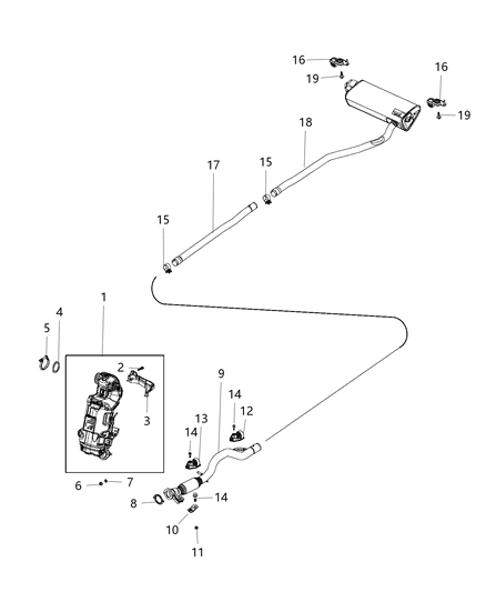 2018 Jeep Compass Exhaust Muffler Diagram for 68249242AB