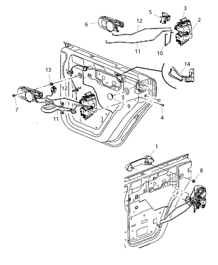 2010 Jeep Wrangler Link-Inside Handle To Latch Diagram for 55395810AB