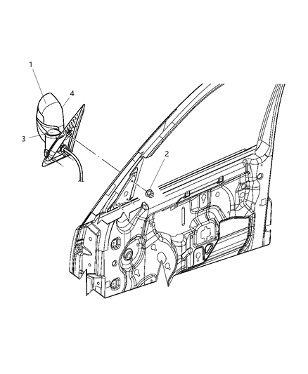 2005 Jeep Liberty Outside Rear View Mirror Diagram for 55155837AE