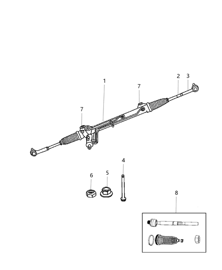 2008 Jeep Grand Cherokee Rack And Pinion Gear Diagram for 52124800AA