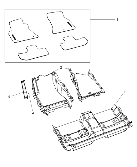 2013 Dodge Challenger Carpet, Passenger Compartment Diagram