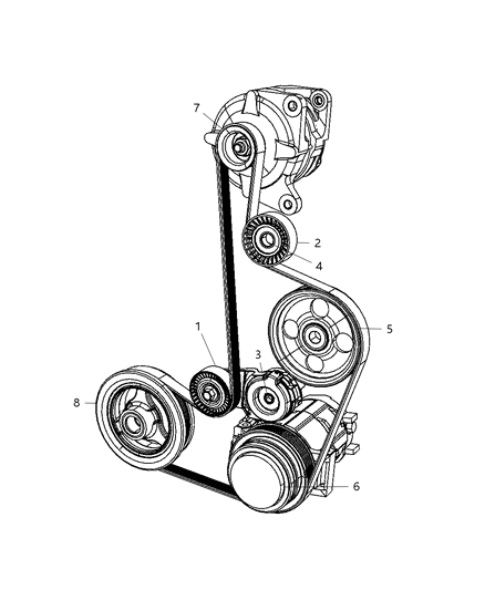 2009 Chrysler Town & Country Pulley & Related Parts Diagram 3