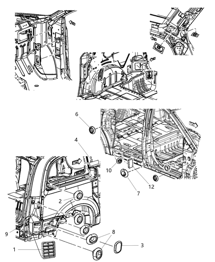 2019 Dodge Grand Caravan Body Plugs & Exhauster Diagram