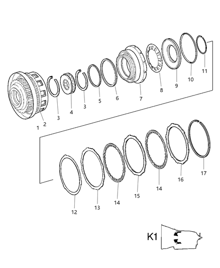 2006 Jeep Grand Cherokee Clutch-Front Sun Gear SPRAG Diagram for 52108342AB