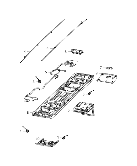 2019 Dodge Grand Caravan Lamps, Rear Long Overhead Console Reading Diagram