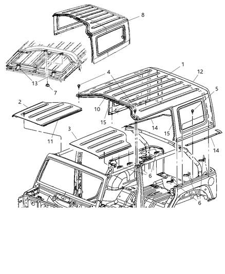 2007 Jeep Wrangler Top Diagram for 5KE97ZJ8AC