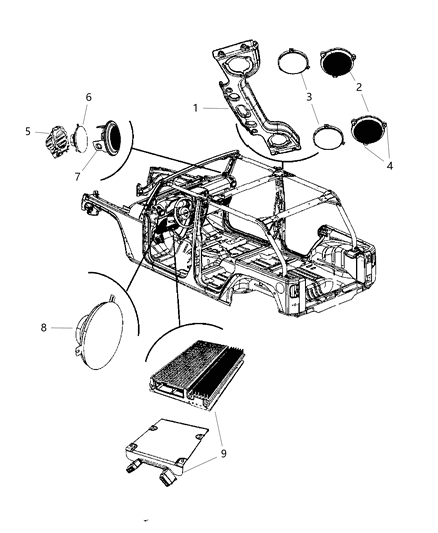 2011 Jeep Wrangler Speaker-Sub WOOFER Diagram for 5064337AD