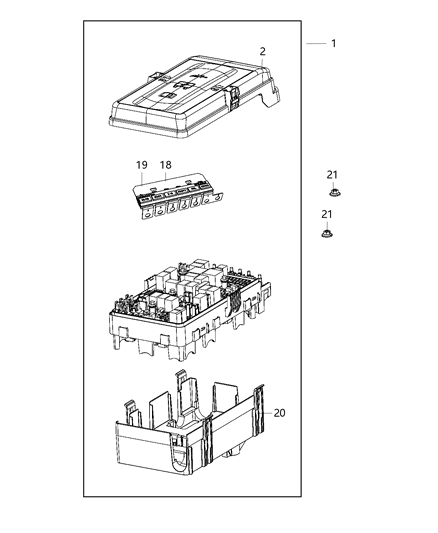 2020 Jeep Gladiator Power Distribution Center Diagram for 68359122AA