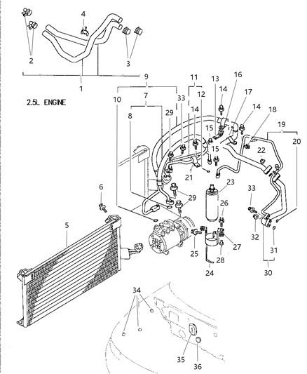 1997 Dodge Avenger Condenser, Plumbing And Hoses Diagram 4