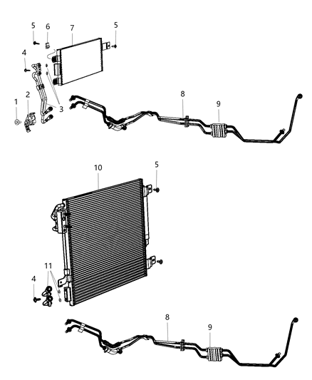 2018 Jeep Wrangler JK (Previous-generation) Transmission Oil Cooler & Lines Diagram