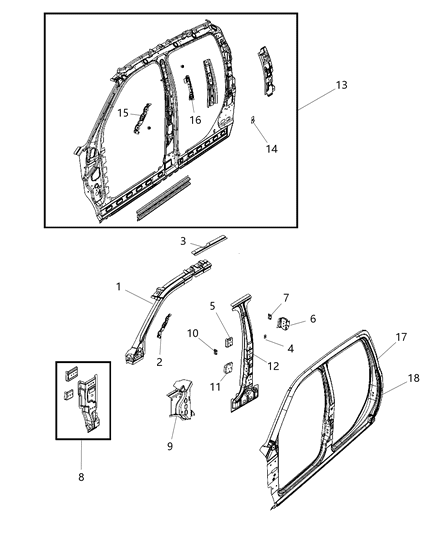 2013 Ram 2500 Panel-Body Side Aperture Inner Co Diagram for 68066893AB