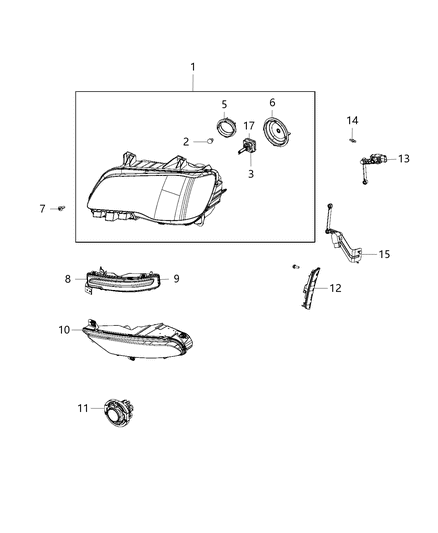 2015 Chrysler 300 Headlamp Diagram for 68196276AC