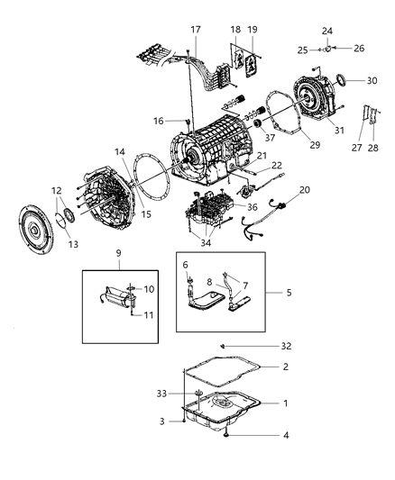 2009 Chrysler Aspen Transmission Serviceable Parts Diagram