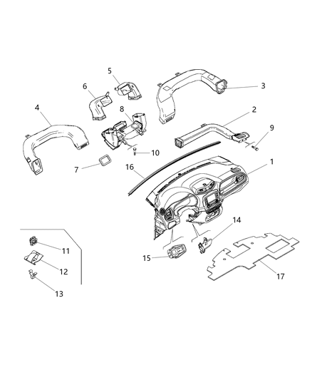 2015 Jeep Renegade Instrument Panel Ducts Diagram