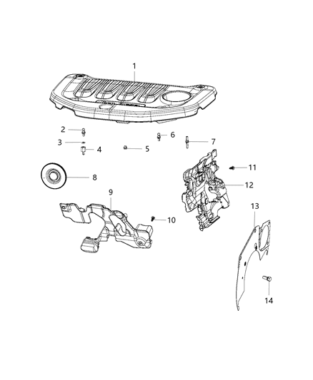 2019 Jeep Cherokee Engine Cover & Related Parts Diagram 2