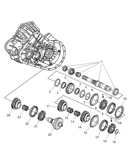 2007 Chrysler PT Cruiser Input & Reverse Shaft Diagram