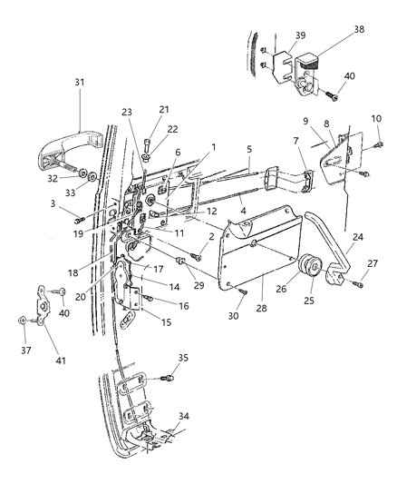 2002 Dodge Ram Wagon Door, Sliding Cargo Lock & Controls Diagram