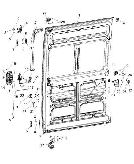 2018 Ram ProMaster 3500 Handle-Sliding Door Diagram for 5RK14JXWAB