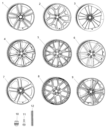 2016 Dodge Challenger Wheels & Hardware Diagram