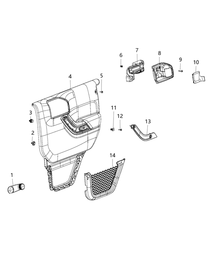 2017 Jeep Wrangler Rear Door Trim Panel Diagram 1