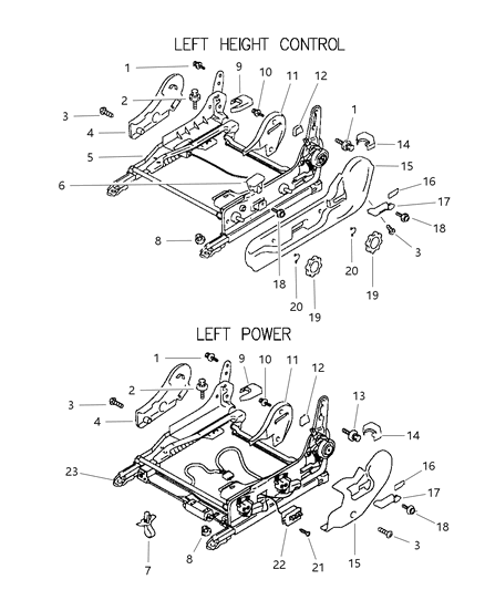 1997 Chrysler Sebring Coupe Adjuster, Shield & Recliner Left Diagram
