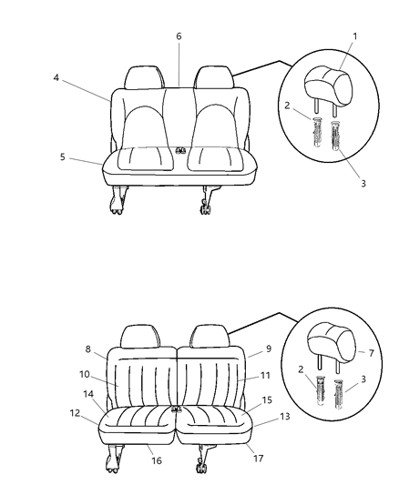 2003 Dodge Grand Caravan Third Seat - 3 Passenger Diagram