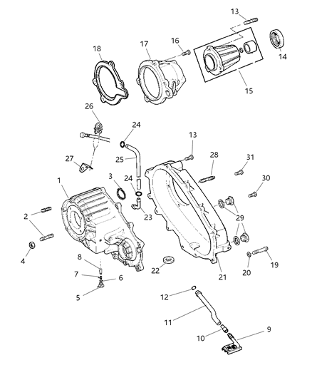 2005 Dodge Dakota Case & Related Parts Diagram 1