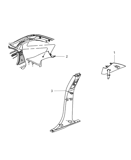 2009 Chrysler Sebring Interior Moldings And Pillars Diagram 2