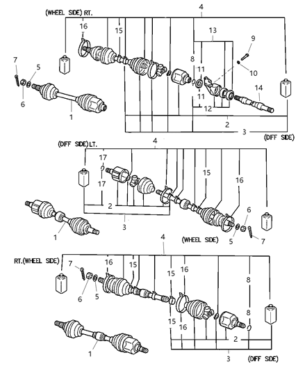 1998 Chrysler Sebring Boot Package Inner CV Joint Diagram for MR176780