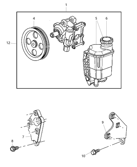 2006 Dodge Ram 2500 Power Steering Pump & Mounting Diagram