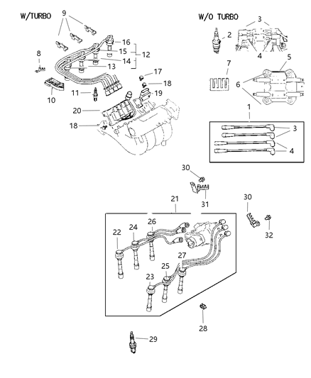 1997 Dodge Avenger Spark Plugs, Ignition Cables And Coils Diagram