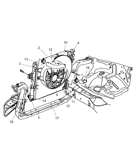 1999 Jeep Grand Cherokee Radiator & Related Parts Diagram 2