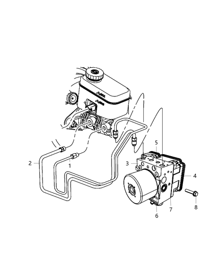2013 Jeep Wrangler Hydraulic Control Unit & Brake Tubes, To Master Cylinder Diagram