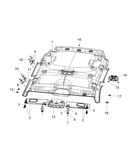 2019 Jeep Cherokee Headliners & Visors Diagram