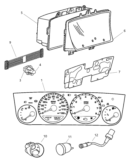 2004 Dodge Neon Cluster-Instrument Panel Diagram for 5029237AC