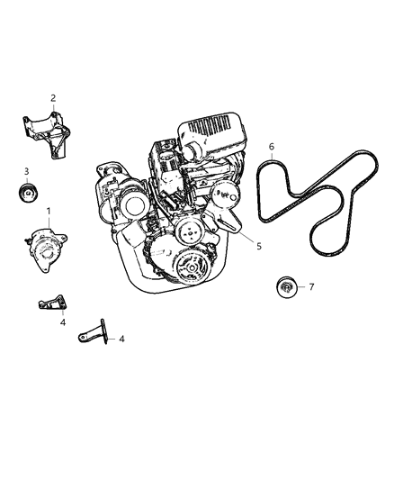 2002 Dodge Dakota Belt Accessory Drive Diagram for 4854259