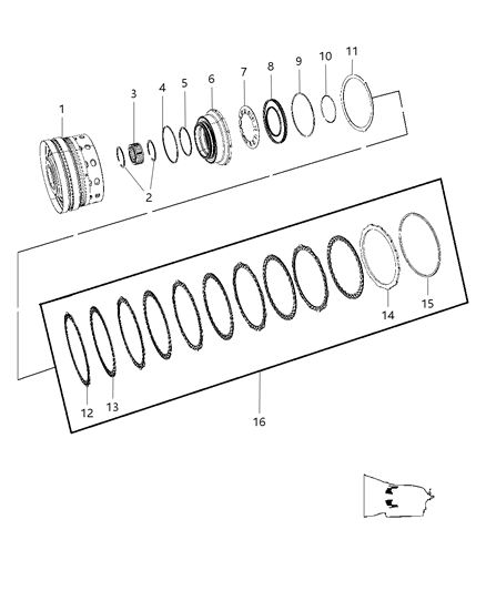 2018 Jeep Wrangler JK (Previous-generation) K1 Clutch Assembly Diagram