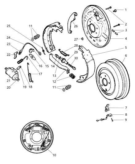 2005 Jeep Wrangler Brakes,Rear,Drum Diagram