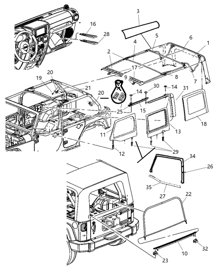 2008 Jeep Wrangler GROMMET-Door Window STABILIZER Diagram for 1CT06XDVAC