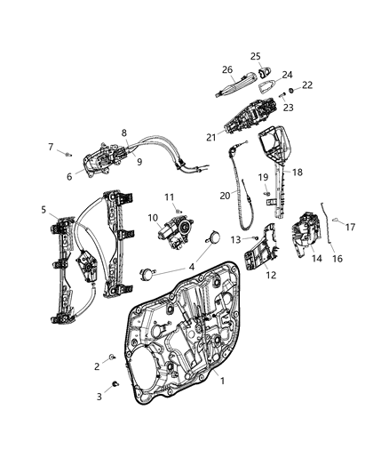 2020 Jeep Compass Front Door Latch Right Diagram for 68164358AB