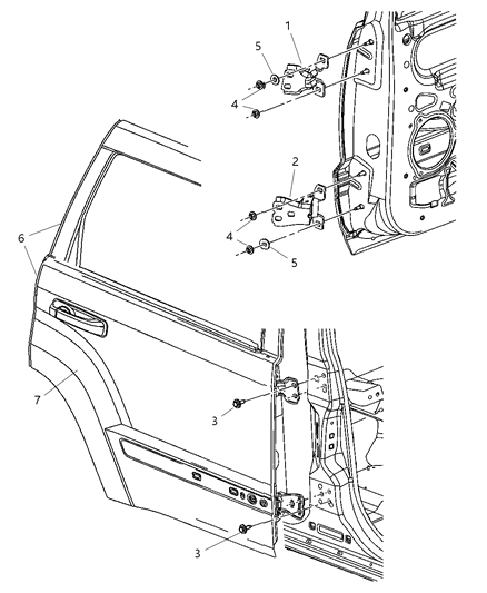 2007 Jeep Grand Cherokee Door-Rear Diagram for 55394385AG