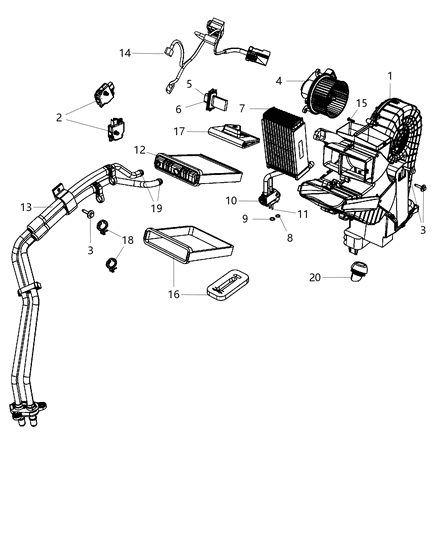 2010 Dodge Grand Caravan EVAPORATOR-Air Conditioning Diagram for 68057709AA