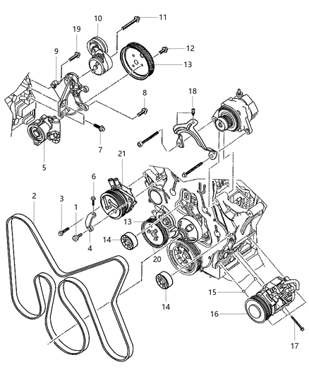 2007 Jeep Liberty Drive Pulleys Diagram 1