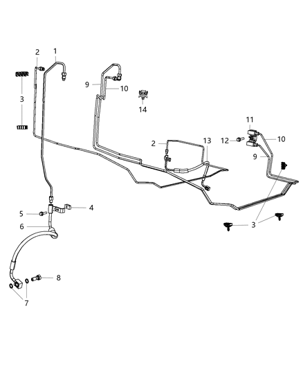 2012 Jeep Wrangler Brake Tubes & Hoses, Front Diagram 2