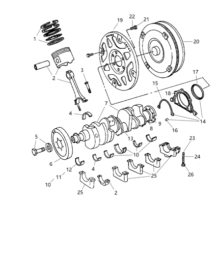 2007 Dodge Durango Crankshaft , Pistons , Drive plate And Torque Converter Diagram 3