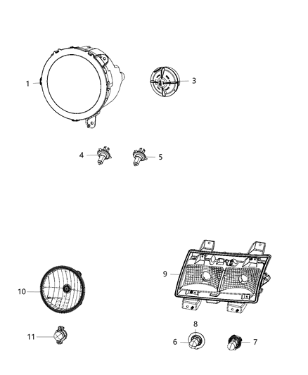 2019 Jeep Wrangler Parts, Headlamp Service Diagram