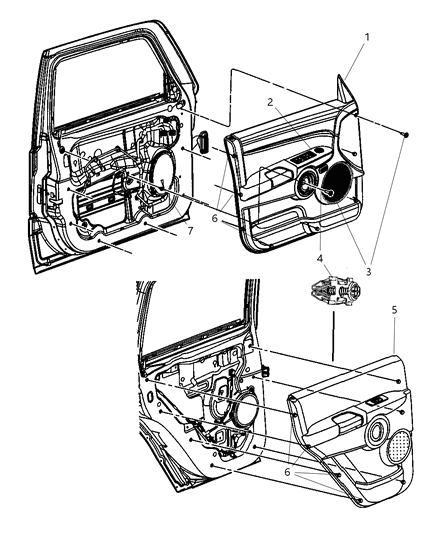 2006 Jeep Commander Panel-Rear Door Trim Diagram for 1DY591D5AA