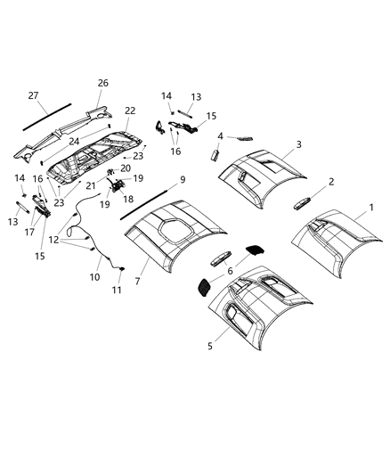 2017 Dodge Challenger Hood & Related Parts Diagram